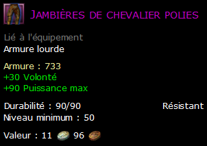 Jambières de chevalier polies