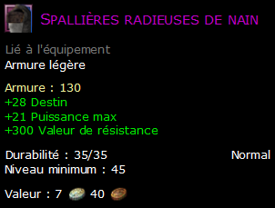 Spallières radieuses de nain