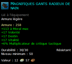 Magnifiques gants radieux de nain