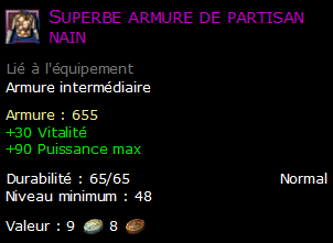 Superbe armure de partisan nain