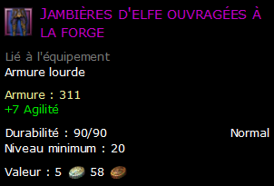 Jambières d'elfe ouvragées à la forge