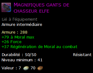 Magnifiques gants de chasseur elfe