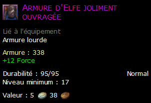 Armure d'Elfe joliment ouvragée