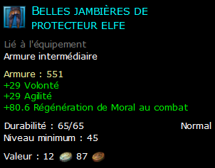 Belles jambières de protecteur elfe