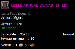 Belle armure de nain en lin