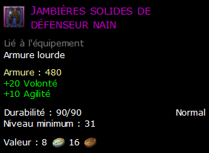 Jambières solides de défenseur nain