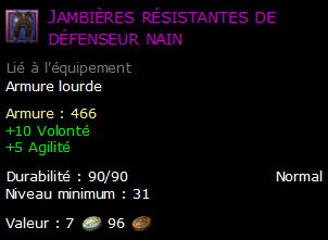 Jambières résistantes de défenseur nain