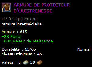 Armure de protecteur d'Ouistrenesse