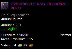 Jambières de nain en bronze durci