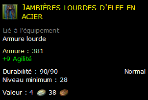 Jambières lourdes d'elfe en acier