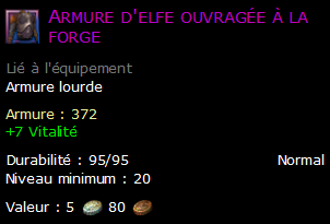 Armure d'elfe ouvragée à la forge