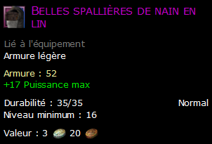 Belles spallières de nain en lin