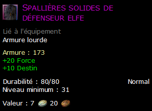 Spallières solides de défenseur elfe