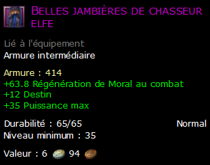 Belles jambières de chasseur elfe