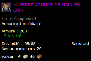 Superbe armure de nain en cuir