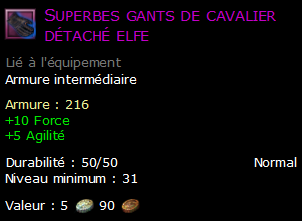 Superbes gants de cavalier détaché elfe