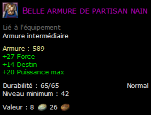 Belle armure de partisan nain