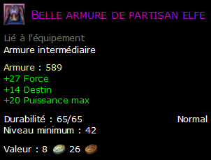 Belle armure de partisan elfe