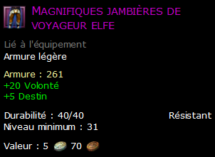 Magnifiques jambières de voyageur elfe