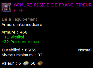 Armure rigide de franc-tireur elfe