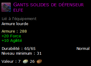 Gants solides de défenseur elfe