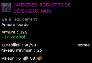 Jambières robustes de défenseur nain