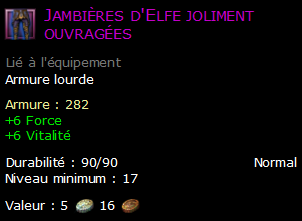 Jambières d'Elfe joliment ouvragées