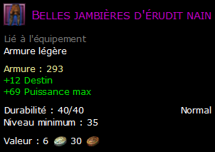 Belles jambières d'érudit nain