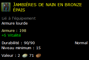 Jambières de nain en bronze épais