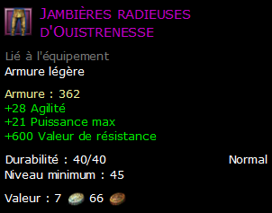 Jambières radieuses d'Ouistrenesse