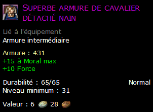 Superbe armure de cavalier détaché nain