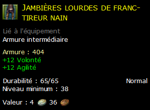 Jambières lourdes de franc-tireur nain