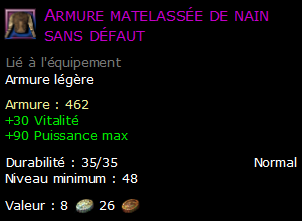 Armure matelassée de nain sans défaut