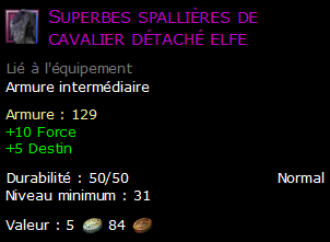 Superbes spallières de cavalier détaché elfe