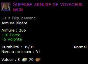 Superbe armure de voyageur nain