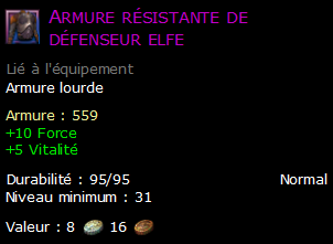 Armure résistante de défenseur elfe