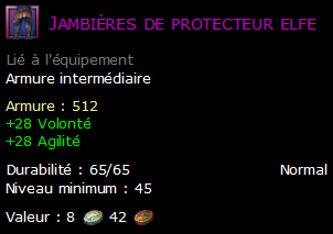 Jambières de protecteur elfe