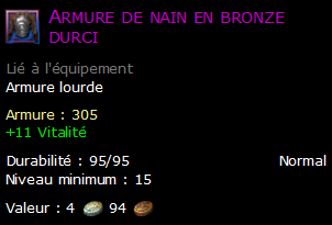 Armure de nain en bronze durci