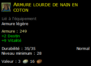 Armure lourde de nain en coton