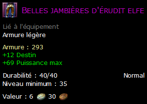 Belles jambières d'érudit elfe