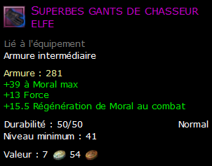 Superbes gants de chasseur elfe