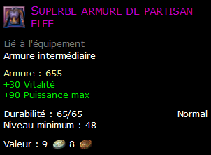 Superbe armure de partisan elfe