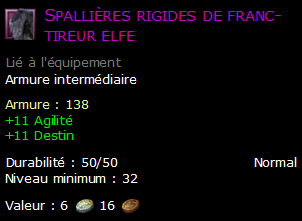 Spallières rigides de franc-tireur elfe