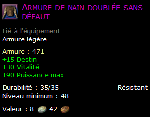 Armure de nain doublée sans défaut