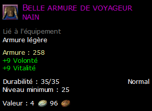 Belle armure de voyageur nain