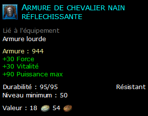 Armure de chevalier nain réflechissante