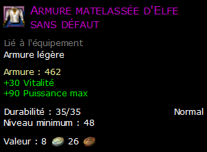 Armure matelassée d'Elfe sans défaut