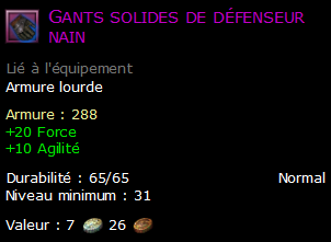 Gants solides de défenseur nain