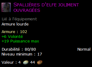 Spallières d'elfe joliment ouvragées