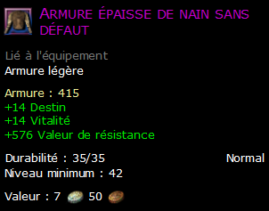 Armure épaisse de nain sans défaut